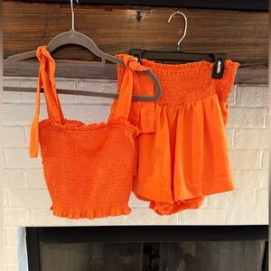TCEC Vibrant Orange Smocked Set